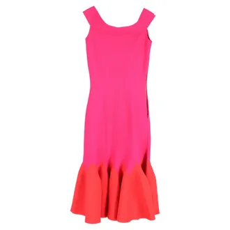 Alexander McQueen Alexander McQueen Jaccquard gebreide midi off-shoulder jurk in roze viscose