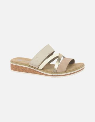 Rieker Womens Faye Womens Low Wedge Sandals - Tan - Size: 6.5