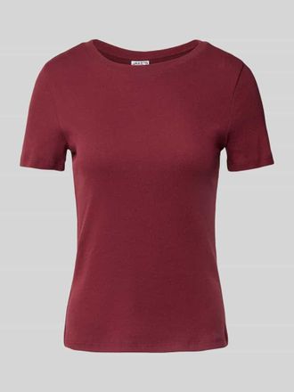 Jake*s Casual T-Shirt in Ripp-Optik in Dunkelrot, Gr&ouml;&szlig;e XXL