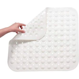 OEM Tappetino Da Bagno Antiscivolo, Quadrato, In Pvc Antimuffa Con Ventose, Antibatterico, Resistente, Massaggio Plantare, 48 X 48 Cm (bianco)