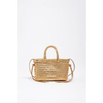 Bimba & Lola Plaited Leather XS Bag in Gold at Nordstrom