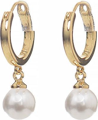 Self Portrait Gold Bow Pearl Brass Earrings