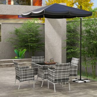 OUTSUNNY 4 Seater Rattan Garden Furniture Set Patio Conservatory in Grey