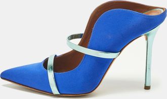 Malone Souliers Blue/green Leather And Satin Maureen Mules