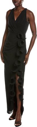Badgley Mischka Halter Ruffle Gown