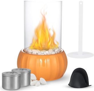 OEM Chimenea De Bioetanol - Chimenea De Mesa Para Uso Interior Y Exterior - Con Piedras Decorativas - Port&aacute;til - Tiempo De Combusti&oacute;n Infinito - Naranja