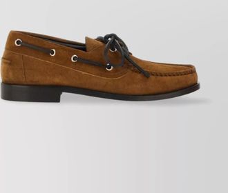 Aeyde eyelet lace loafers rubber sole suede finish