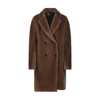 Max Mara Double-Breasted Coats, female, Brown, Size: M Short Double Breasted Camel Coat