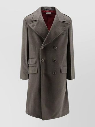Brunello Cucinelli double breasted wool coat peak lapel