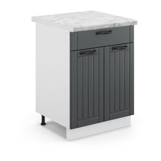 Vicco Mueble Bajo De Cocina Fame-line, Antracita Casa De Campo, 60 Cm Con Caj&oacute;n, Et M&aacute;rmol Vicco