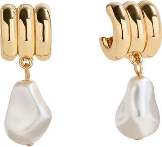 BaubleBar Teagan Ribbed Drop Earrings in Pearl at Nordstrom