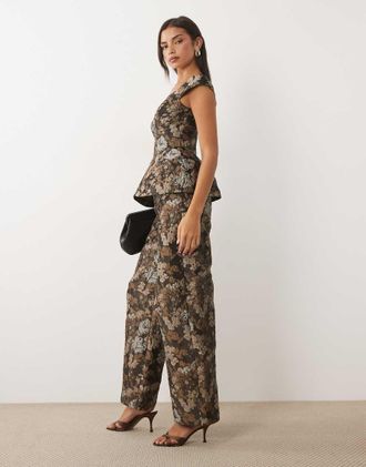 Asos Pantaloni a cilindro jacquard in coordinato-Multicolore