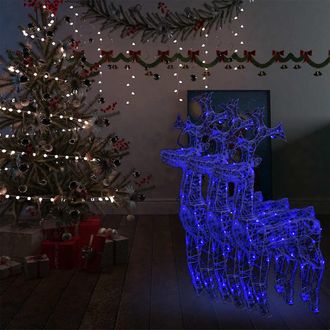 vidaXL Adorno De Reno De Navidad Acr&iacute;lico 3 Unidades 60x16x100 Cm Vidaxl