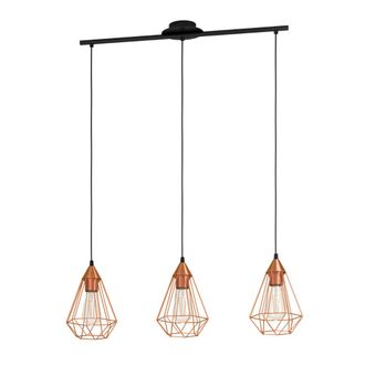 Eglo Tarbes Geometric Pendant Light Set of 3 - Copper | TJ Hughes