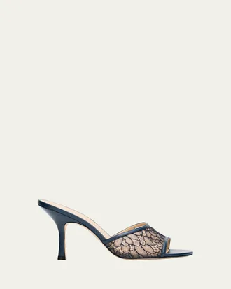 Stuart Weitzman Bareitall 85mm Lace Slide Sandals