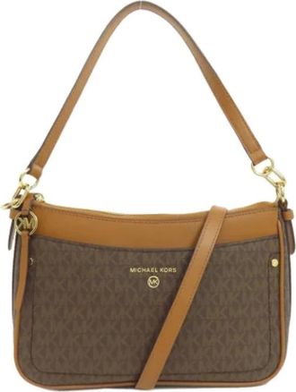 Michael Kors Pre-owned Cross Body Bags, female, Brown, Size: ONE SIZE Pre-owned Canvas shoulder-bags