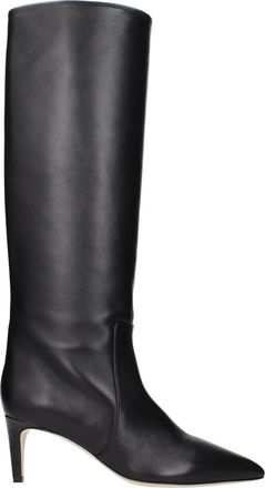 PARIS TEXAS Black Leather Ankle Womens Boots