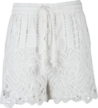 Pinko White Cotton Nylon Embroidered Shorts