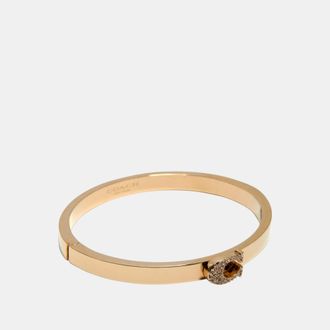 Coach Womens Pave Signature C Hinged Bangle - Gold Metal - One Size