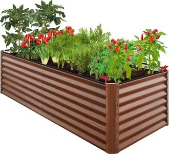 Best Choice Products 8x4x2ft Outdoor Metal Raised Garden Bed for Vegetables Flowers Herbs