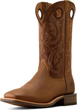Ariat Mens Highland Toughstock Wide Square Toe Western Boots in Distressed Brown Tack Room Brown, D Medium Width, Size 10.5, by Ariat