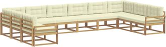 vidaXL Conjunto De Sof&aacute;s De Exterior 10 Uds. Blanco Y Crema Vidaxl