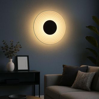 Globo Lighting Applique Applique in vetro per camera da letto rotondo nero fumo, metallo, LED 8W 269Lm bianco caldo, DxL 30x5,5 cm