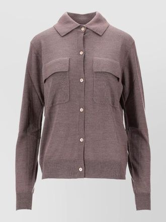 Parosh knit cardigan collared neck front pockets