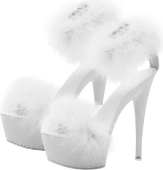 Yardwe High-heeled Women S Sandals White Platform Anti-slip Sole Fashionable Shoes for Work Shopping Party