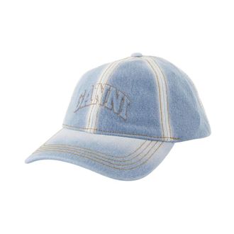 Ganni Blauwe Katoenen Pet - Drop 1 - Dames - Petten - Blauw - ONE Size - Katoen - Accessoires
