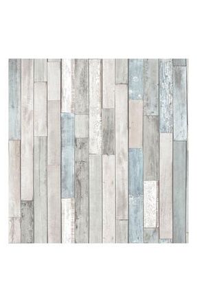 WallPops Weathered Plank Short Peel & Stick Wallpaper in Grey/Blue Multi at Nordstrom Rack