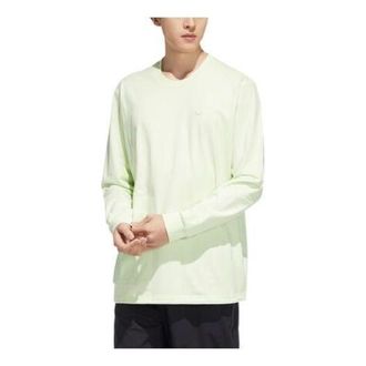 adidas Mens adidas Solid Color Logo Casual Sports Long Sleeves Acid Green T-Shirt HM8011