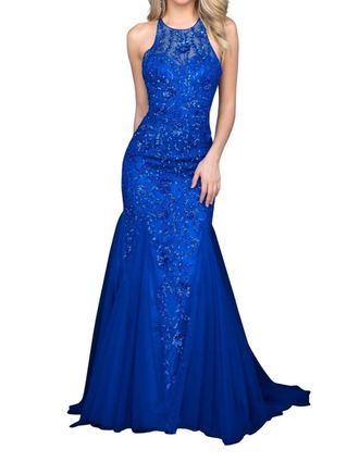 Sherri Hill Beaded Gown In Royal