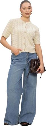 MY ESSENTIAL WARDROBE Truien & Vesten, Dames, Beige, XL, Katoen, Divamw Knit Cardigan