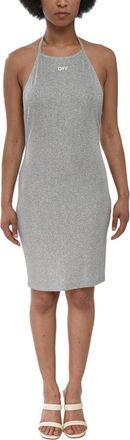 Off-white Grey Logo Halter Neck Mini Dress