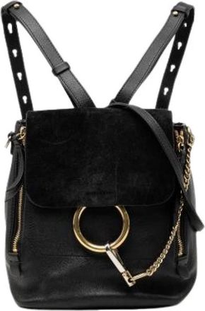 Chlo&eacute; Pre-owned Faye Rugzak - Dames - Vintage Rugzakken - Zwart - ONE Size - Leer - Vintage