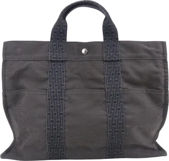 Herm&egrave;s Gray Polyester Tote Bag (Pre-Owned)