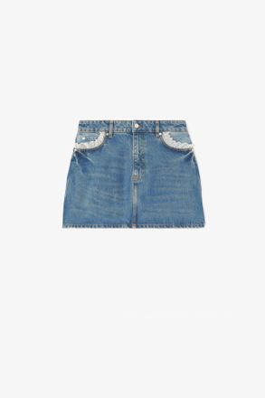 Ganni Blue Skirt in Rigid Denim - Size 10/12 Organic Cotton