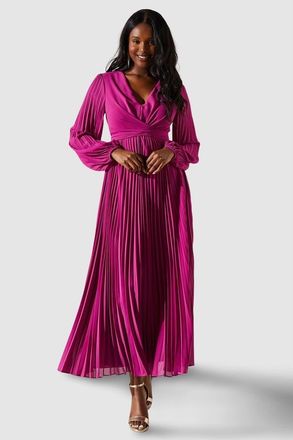Coast Pleated Wrap Front Dress in Magenta at Nordstrom, Size 10