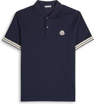 Moncler Piqué Cotton Polo Shirt - Navy - Xxl