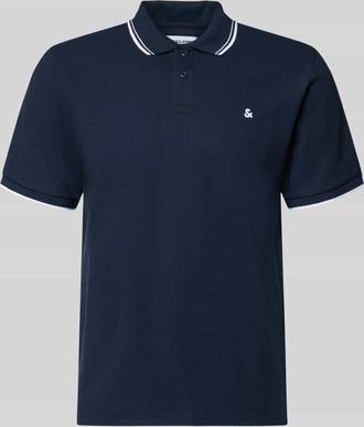 Jack & Jones Jack & Jones Regular Fit Poloshirt mit Strukturmuster Modell AUSTIN in Dunkelblau, Gr&ouml;&szlig;e XXL
