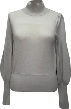 Zimmermann Knitted Turtleneck Sweater in Grey Merino Wool