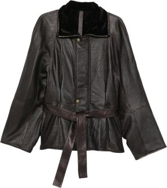 Petar Petrov Chaqueta de Cuero con Cintur&oacute;n - Jackets - Mujer - Marr&oacute;n - S