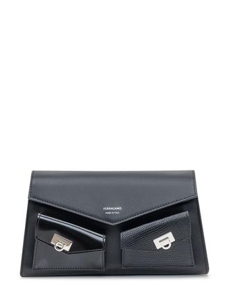 Ferragamo Black Ferragamo Leather Bag With Pockets