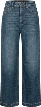 Moorer Dames, Jeans, Blauw, Maat: W27 Katoen