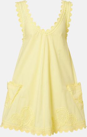 Juliet Dunn Embroidered cotton poplin minidress