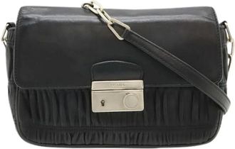 Prada Pre-owned Cross Body Bags, female, Black, Size: ONE SIZE Pre-owned Leather Cross Body Bag