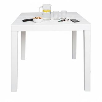 Dmora Mesa De Jard&iacute;n Dmurill, Mesa De Jard&iacute;n Cuadrada, Mesa Fija Interior Y Exterior, 100% Made In Italy, 100% Made In Italy, 78x78h72 Cm, Blanco - Dmora