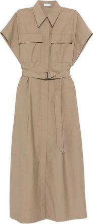 Brunello Cucinelli Pocket Belted Midi Dress