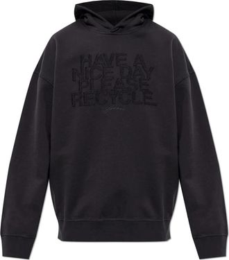 Ganni Have a Nice Day Hoodie - Dames - Hoodies - Zwart - M - Katoen - Hoodies & sweatvesten